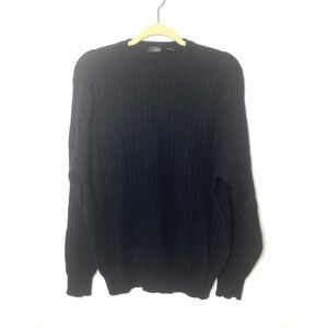 Vintage J Edwards Classic Menswear Cashmere Black Sweater Sz XL